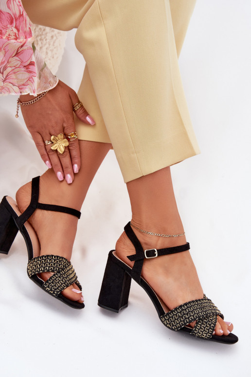 Sandálias femininas de salto alto cor preta Almera Sandálias femininas de salto alto cor preta Almera