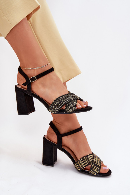 Sandálias femininas de salto alto cor preta Almera Sandálias femininas de salto alto cor preta Almera