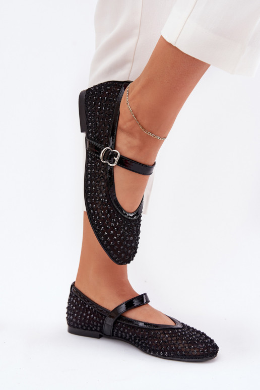 Decorado Bailarinas Feminino com alças I com fivelas cor preta Avirae Decorado Bailarinas Feminino com alças I com fivelas cor preta Avirae