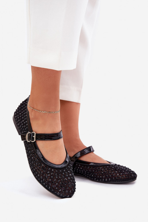 Decorado Bailarinas Feminino com alças I com fivelas cor preta Avirae Decorado Bailarinas Feminino com alças I com fivelas cor preta Avirae