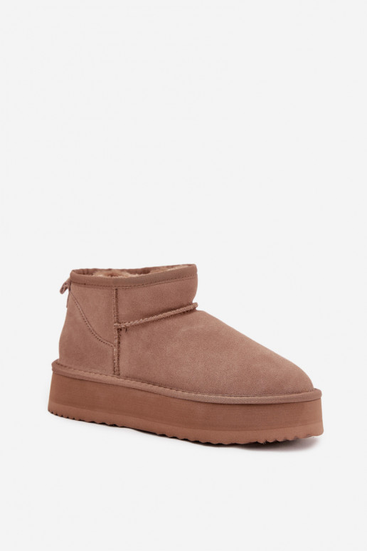 de camurça Botas de neve Feminino com uma plataforma Vinceza 97962 bege