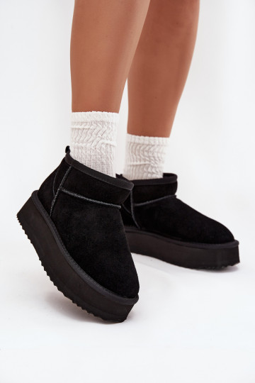 Botas femininas de neve de camurça com plataforma na cor preta Vinceza 97962 2