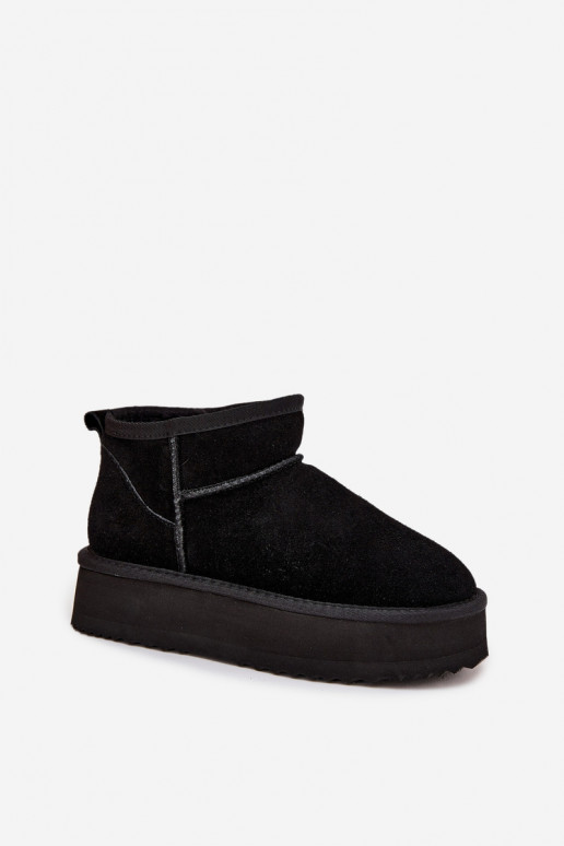 de camurça Botas de neve Feminino com uma plataforma Vinceza 97962 cor preta