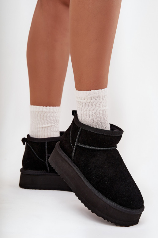 de camurça Botas de neve Feminino com uma plataforma Vinceza 97962 cor preta