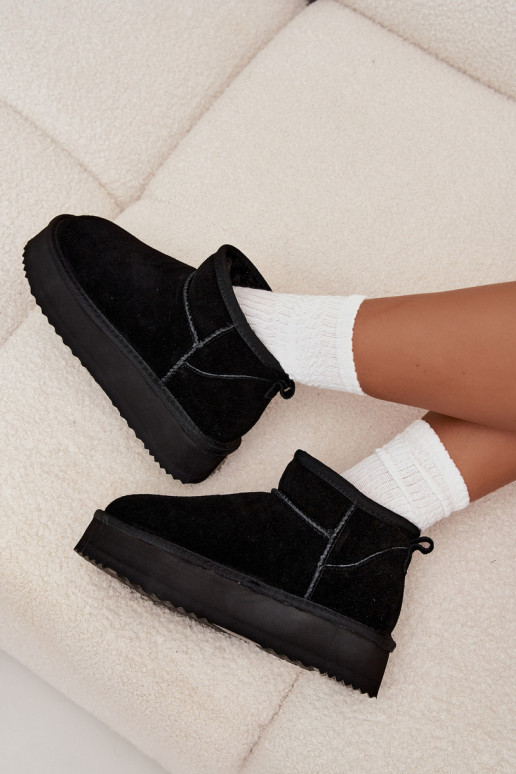 de camurça Botas de neve Feminino com uma plataforma Vinceza 97962 cor preta