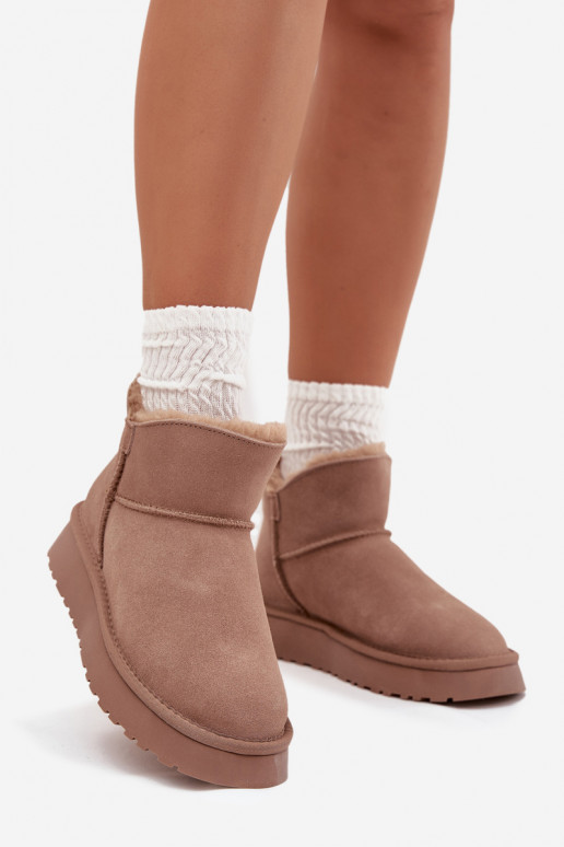 Botas de neveHabilitadoturalnego de camurçau aquecimento com pelo por dentro Vinceza 97961 bege