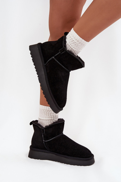 Botas de neveHabilitadoturalnego de camurçau aquecimento com pelo por dentro Vinceza 97961 cor preta