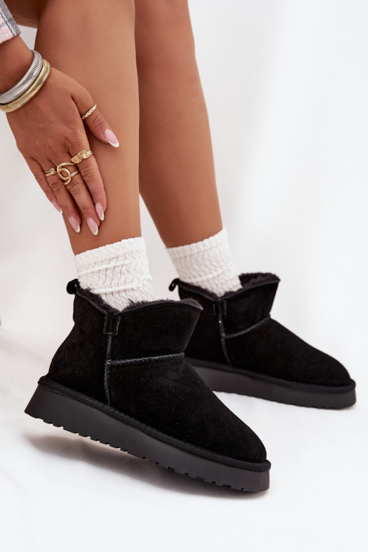 Botas de neveHabilitadoturalnego de camurçau aquecimento com pelo por dentro Vinceza 97961 cor preta