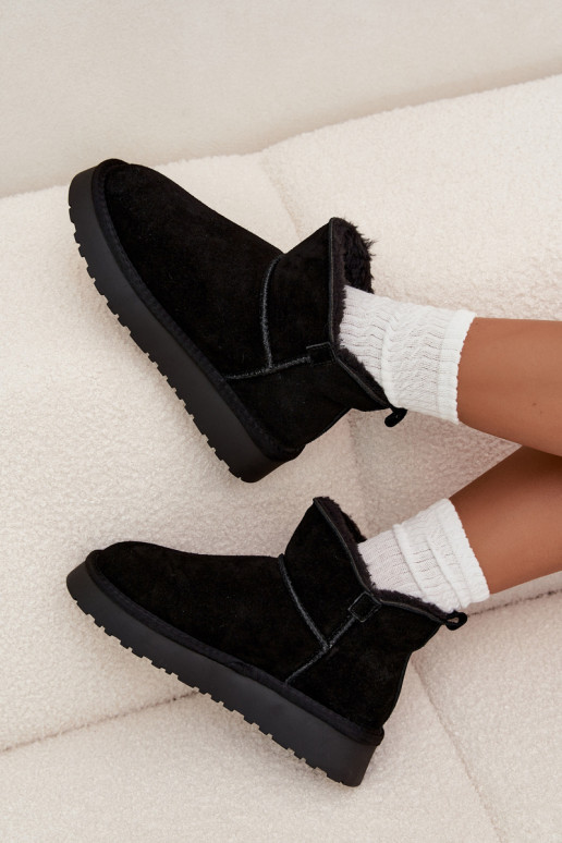 Botas de neveHabilitadoturalnego de camurçau aquecimento com pelo por dentro Vinceza 97961 cor preta