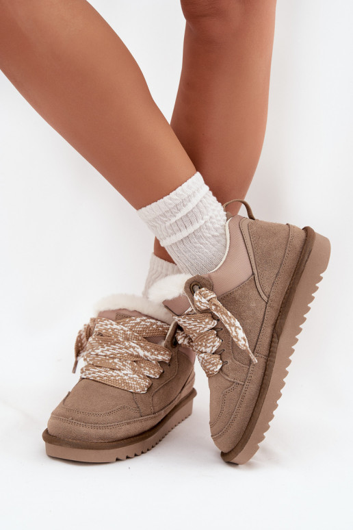 de camurça Botas de neve Feminino com um casaco de pele I Grubym Amarrandom Vinceza 97963 bege de camurça Botas de neve Feminino com um casaco de pele I Grubym Amarrandom Vinceza 97963 bege