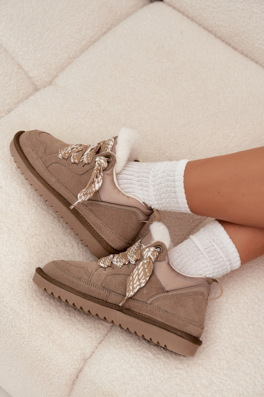 de camurça Botas de neve Feminino com um casaco de pele I Grubym Amarrandom Vinceza 97963 bege de camurça Botas de neve Feminino com um casaco de pele I Grubym Amarrandom Vinceza 97963 bege