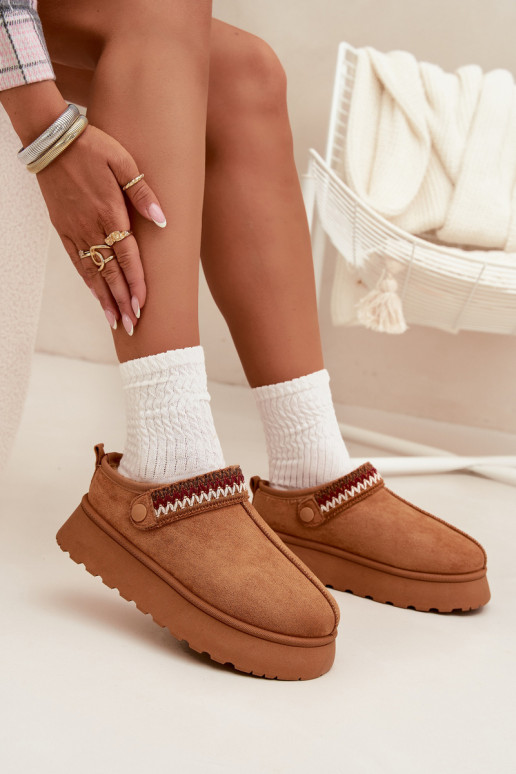 Botas de neve Baixo femininoRuchomym Tirasem I Haftem com uma plataforma cor marrom Lyrisse