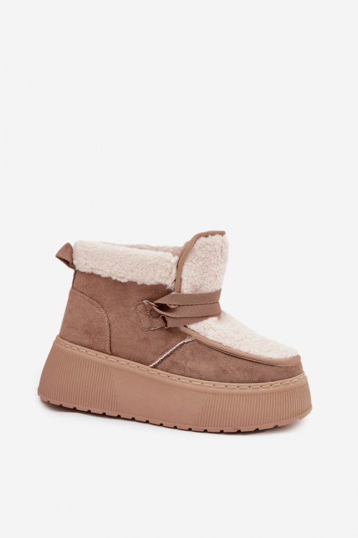Botas de neve Feminino com uma plataforma com um casaco de pele bege Florivelle Botas de neve Feminino com uma plataforma com um casaco de pele bege Florivelle