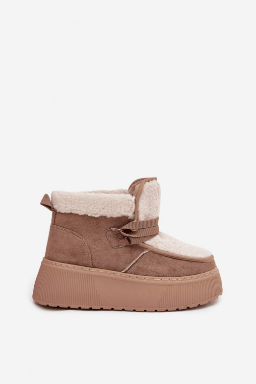 Botas de neve Feminino com uma plataforma com um casaco de pele bege Florivelle Botas de neve Feminino com uma plataforma com um casaco de pele bege Florivelle
