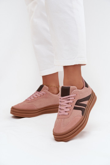 Tênis femininos de veludo estilo esportivo com plataforma, cor rosa Skye 2