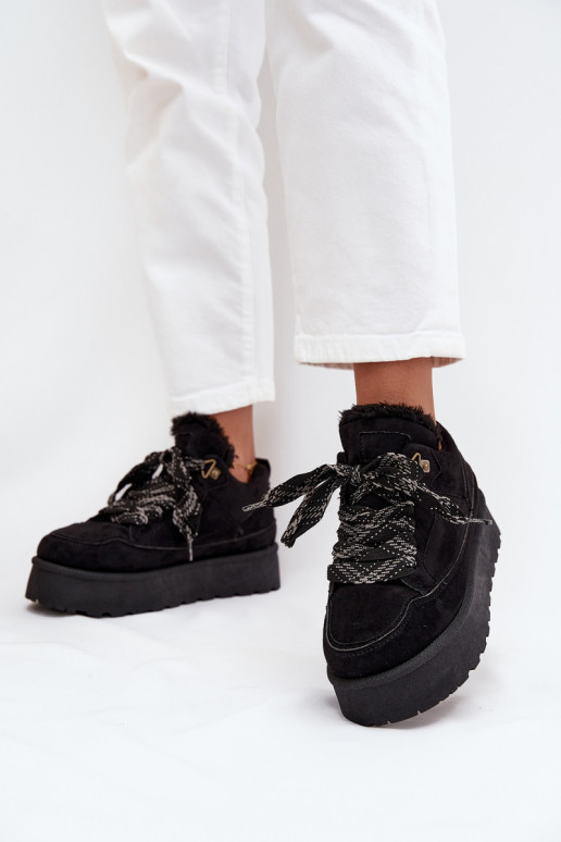 com atacadores Botas de neve Feminino com uma plataforma aquecimento com pelo por dentro cor preta Tavelle com atacadores Botas de neve Feminino com uma plataforma aquecimento com pelo por dentro cor preta Tavelle