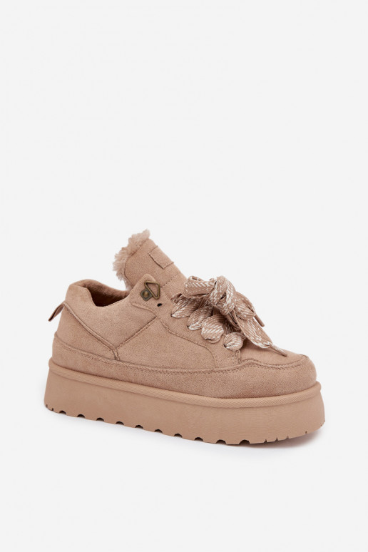 com atacadores Botas de neve Feminino com uma plataforma aquecimento com pelo por dentro bege Tavelle com atacadores Botas de neve Feminino com uma plataforma aquecimento com pelo por dentro bege Tavelle