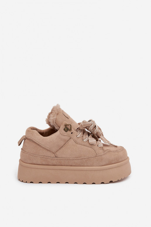 com atacadores Botas de neve Feminino com uma plataforma aquecimento com pelo por dentro bege Tavelle com atacadores Botas de neve Feminino com uma plataforma aquecimento com pelo por dentro bege Tavelle