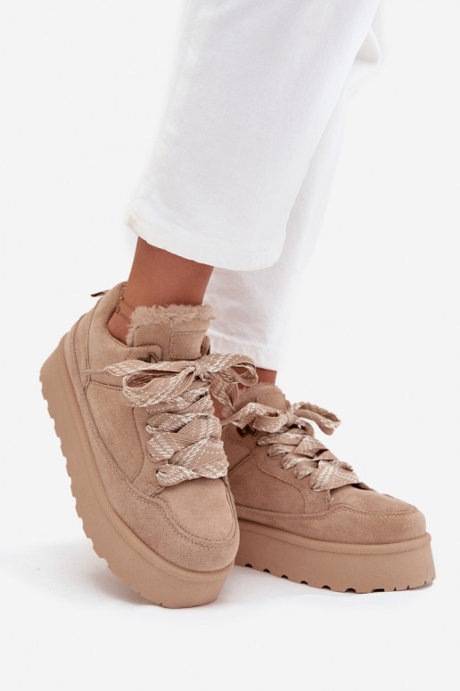 com atacadores Botas de neve Feminino com uma plataforma aquecimento com pelo por dentro bege Tavelle com atacadores Botas de neve Feminino com uma plataforma aquecimento com pelo por dentro bege Tavelle