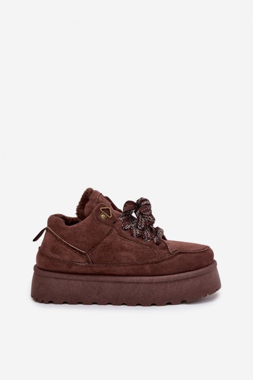 com atacadores Botas de neve Feminino com uma plataforma aquecimento com pelo por dentro cor marrom Tavelle com atacadores Botas de neve Feminino com uma plataforma aquecimento com pelo por dentro cor marrom Tavelle