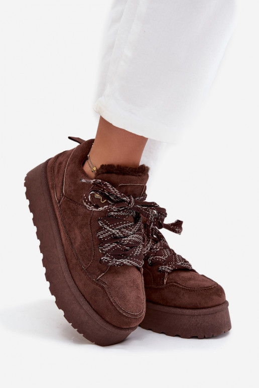 com atacadores Botas de neve Feminino com uma plataforma aquecimento com pelo por dentro cor marrom Tavelle com atacadores Botas de neve Feminino com uma plataforma aquecimento com pelo por dentro cor marrom Tavelle