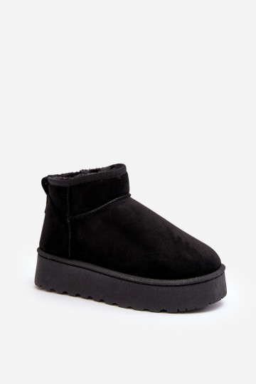 Botas de neve femininos plataforma pretas com forro de pelo "Xamella"