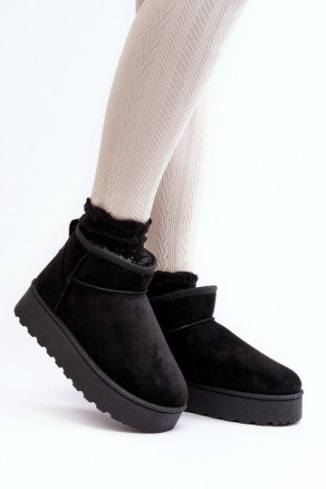 Botas de neve femininos plataforma pretas com forro de pelo "Xamella" 2