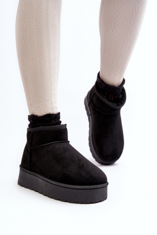 Botas de neve Feminino com uma plataforma aquecimento com pelo por dentro cor preta Xamella