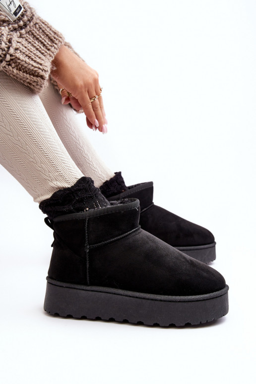 Botas de neve Feminino com uma plataforma aquecimento com pelo por dentro cor preta Xamella