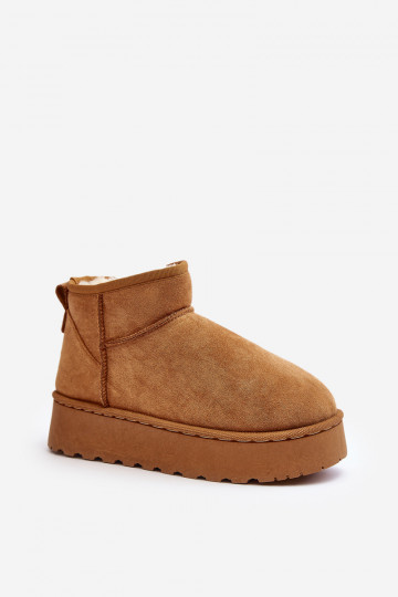 Botas de neve Feminino com uma plataforma aquecimento com pelo por dentro cor marrom Xamella