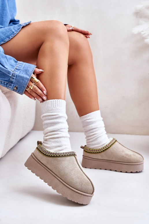 Botas de neve Feminino com uma plataforma aquecimento com pelo por dentro cor verde Remenia