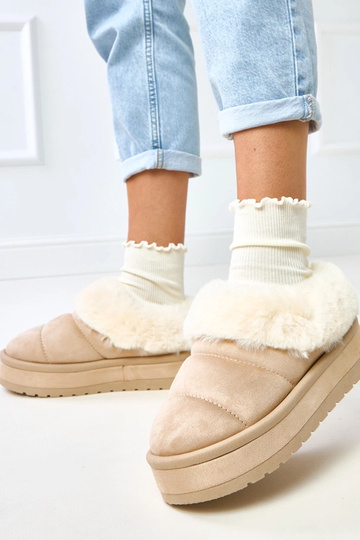 Botas de neve curtas em tom areia, acolchoadas com pele Almeida 2