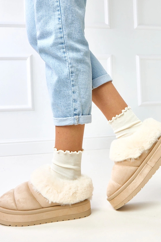 Botas de neve curtas em tom areia,...