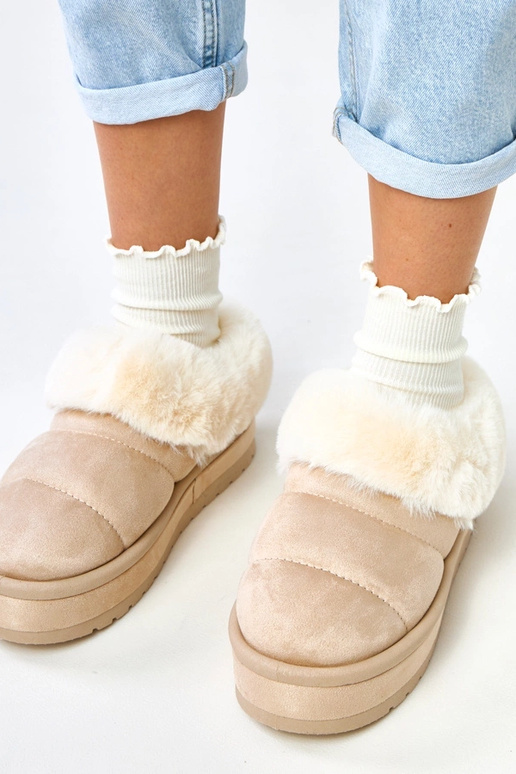 Botas de neve curtas em tom areia,...