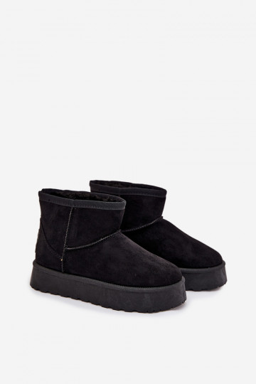Botas de neve infantis acolchoadas com pele por dentro SS374018 na cor preta