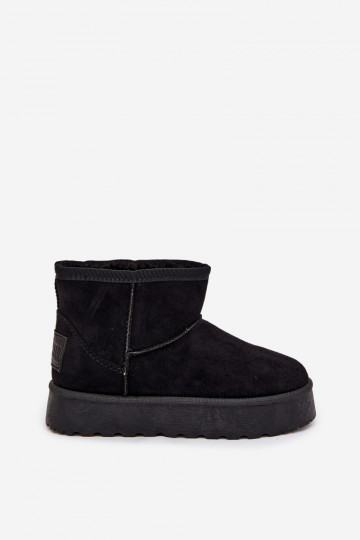 Botas de neve infantis acolchoadas com pele por dentro SS374018 na cor preta 2