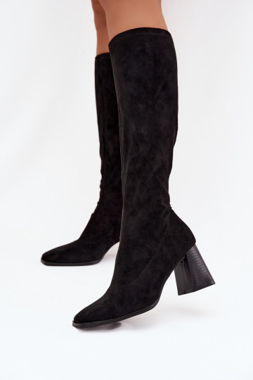 botas femininas com saltoPrzeszyciami cor preta Celandine 2