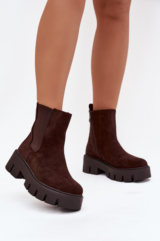 botas elegantes Feminino aquecimento Casal o castelo de camurça ecológicaoParae CzekoladoParae Fivienne