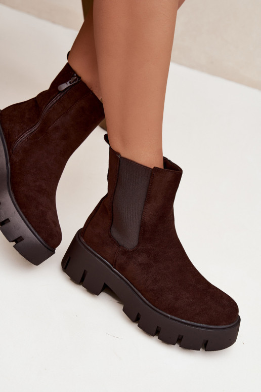 botas elegantes Feminino aquecimento Casal o castelo de camurça ecológicaoParae CzekoladoParae Fivienne