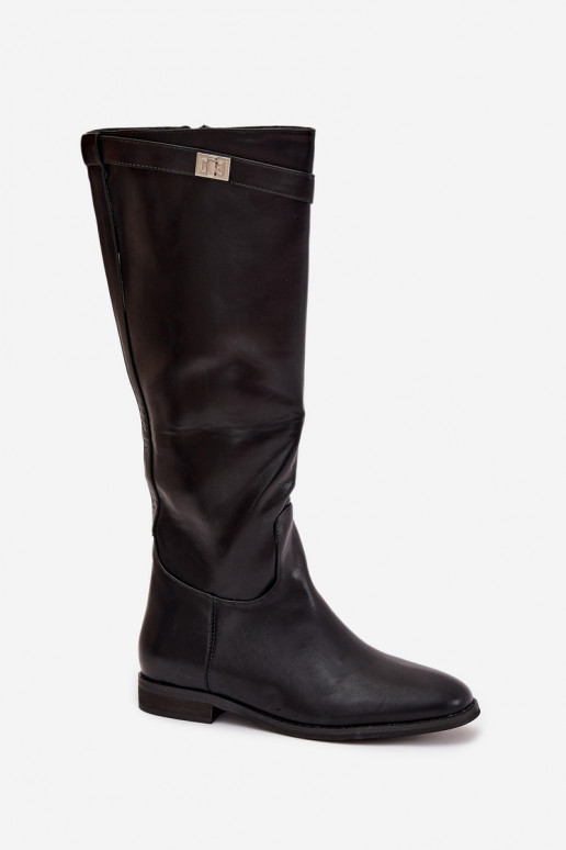 aquecimento botas femininas com salto largo com alças I cor pratam Detalem cor preta Geraline aquecimento botas femininas com salto largo com alças I cor pratam Detalem cor preta Geraline