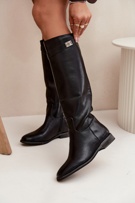 aquecimento botas femininas com salto largo com alças I cor pratam Detalem cor preta Geraline aquecimento botas femininas com salto largo com alças I cor pratam Detalem cor preta Geraline