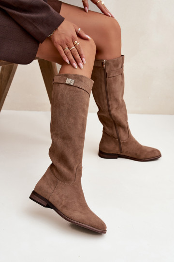 aquecimento botas femininas com salto largo com alças I cor pratam Detalem bege Geraline