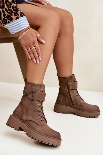 Botins de trabalho Femininoaquecimento com salto decorado bege Ulivine