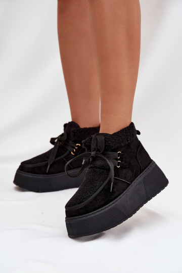 Botas de neve Feminino com uma plataforma com um casaco de pele cor preta Florivelle 2