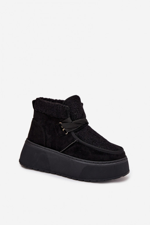 Botas de neve Feminino com uma plataforma com um casaco de pele cor preta Florivelle Botas de neve Feminino com uma plataforma com um casaco de pele cor preta Florivelle