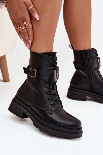 Botins de trabalho Feminino Eko Pele com salto decorado cor preta Ylianne