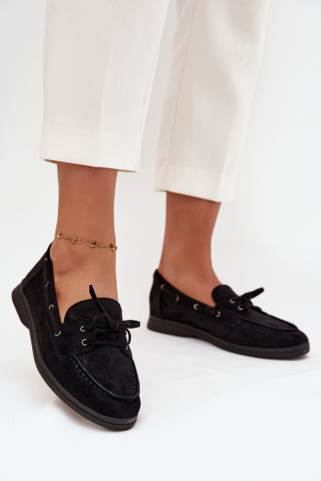 Mocassins femininos sem salto com detalhes estilosos pretos Zalina 2