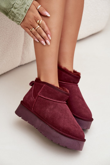 Botas de neve de camurça ricas em estilo cowboy bordô Nucca