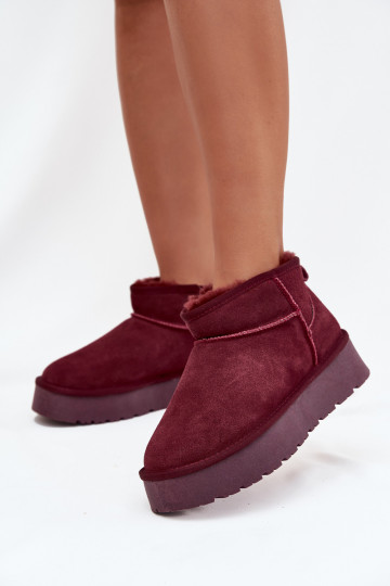 Botas de neve de camurça ricas em estilo cowboy bordô Nucca 2