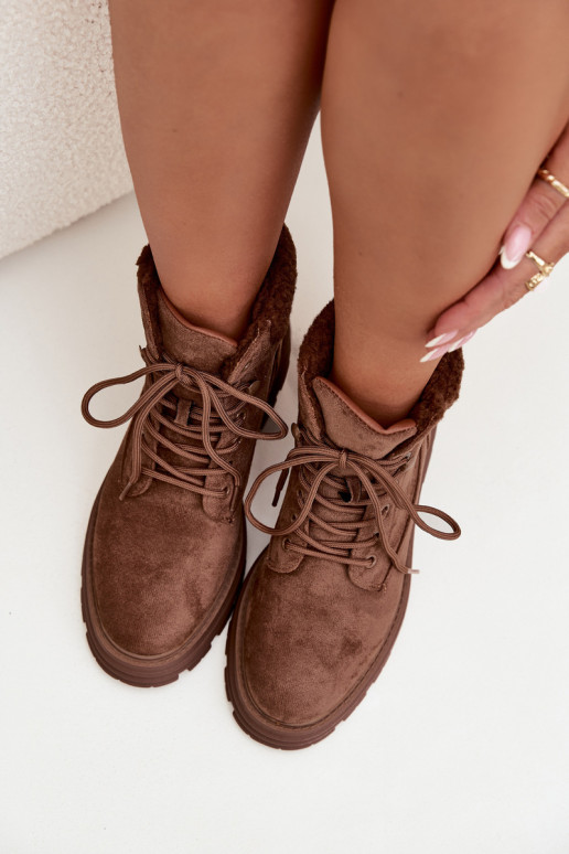 aquecimento sapato Botas femininas com atacadores cor marrom Lyrinne aquecimento sapato Botas femininas com atacadores cor marrom Lyrinne